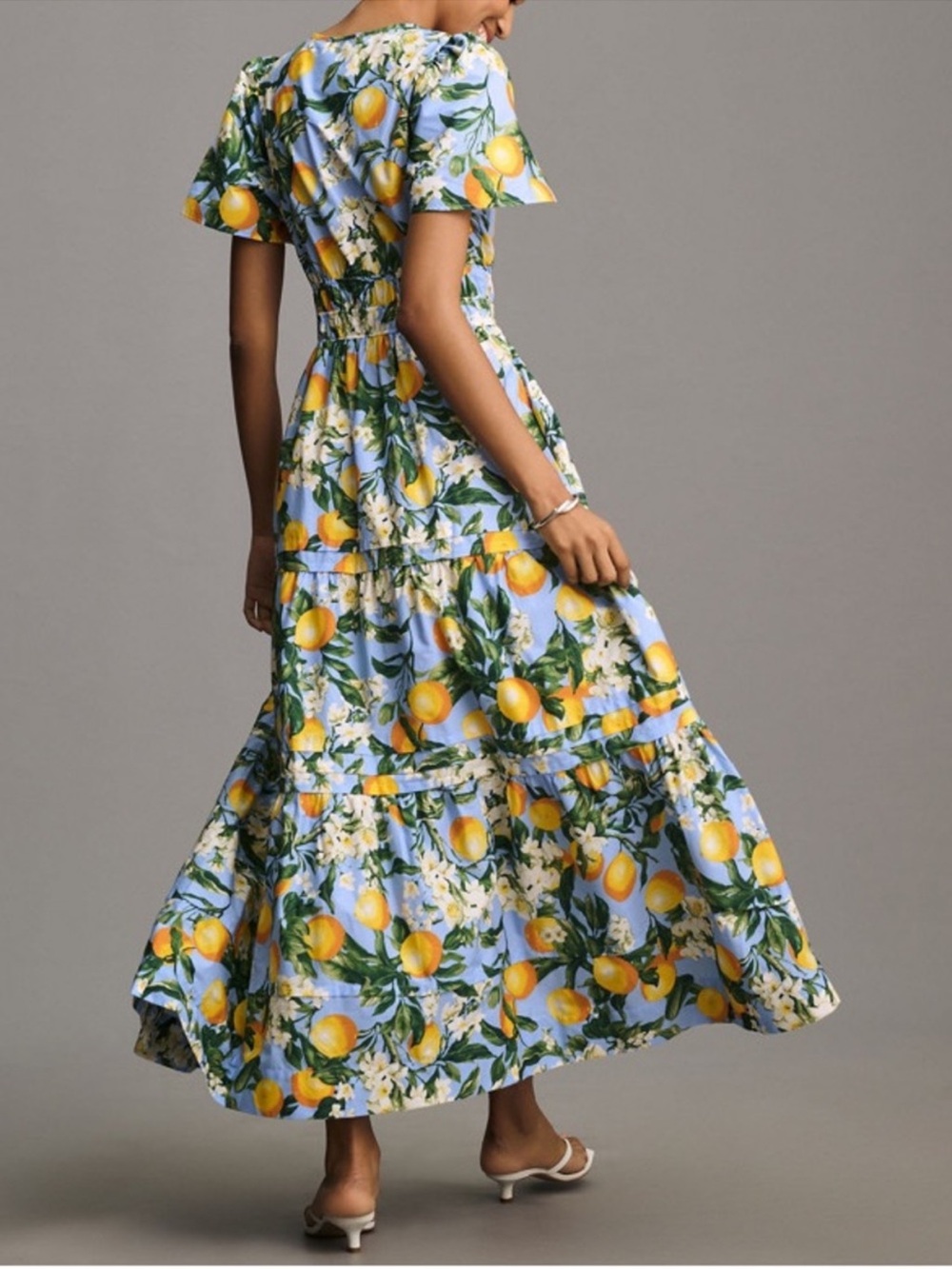 NWT Anthropologie Somerset Lemon Print Wedgewood Maxi Dress - M - Picture 3 of 11